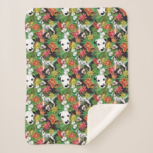 Dalmatische Tropische Bloemen Oerwoud Patroon Sherpa Deken (Voorkant)