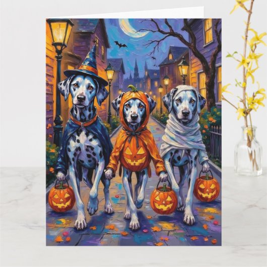 Dalmatische truc voor Halloween kostuums Kaart (Gele Bloem)