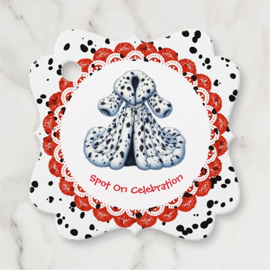 Dalmatische verjaardag afdrukken | Zwart-wit feest Bedankjes Labels (Voorkant)