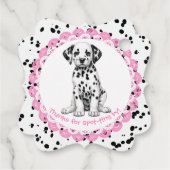 Dalmatische verjaardag afdrukken | Zwart-wit feest Bedankjes Labels (Achterkant)