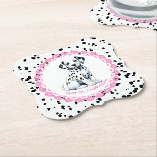 Dalmatische verjaardag afdrukken   Zwart-wit feest Kartonnen Onderzetters