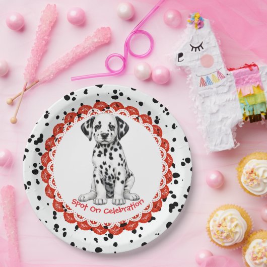 Dalmatische verjaardag afdrukken | Zwart-wit feest Papieren Bordje (Feest)