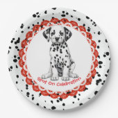 Dalmatische verjaardag afdrukken | Zwart-wit feest Papieren Bordje (Voorkant)