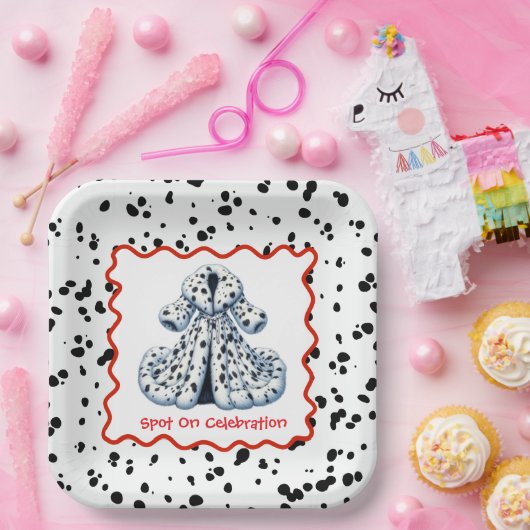 Dalmatische verjaardag afdrukken | Zwart-wit feest Papieren Bordje (Feest)