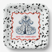 Dalmatische verjaardag afdrukken | Zwart-wit feest Papieren Bordje (Voorkant)