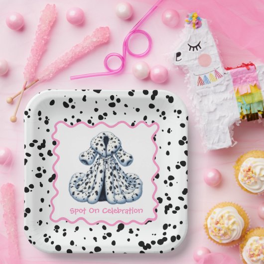 Dalmatische verjaardag afdrukken | Zwart-wit feest Papieren Bordje (Feest)