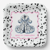 Dalmatische verjaardag afdrukken | Zwart-wit feest Papieren Bordje (Voorkant)