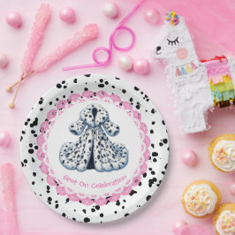 Dalmatische verjaardag afdrukken | Zwart-wit feest Papieren Bordje