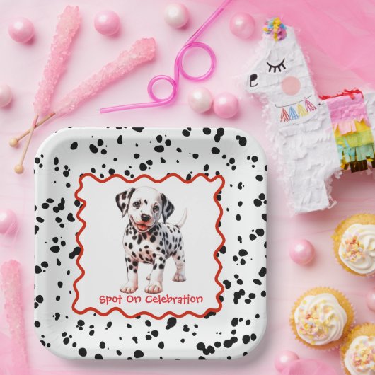 Dalmatische verjaardag afdrukken | Zwart-wit feest Papieren Bordje (Feest)