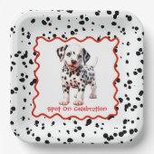 Dalmatische verjaardag afdrukken | Zwart-wit feest Papieren Bordje (Voorkant)