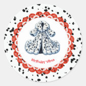 Dalmatische verjaardag afdrukken | Zwart-wit feest Ronde Sticker (Voorkant)