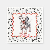 Dalmatische verjaardag afdrukken | Zwart-wit feest Servet (Voorkant)