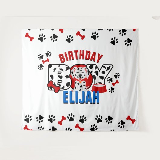 Dalmatische verjaardag jongen aangepaste ontwerpen wandkleed (Voorkant (horizontaal))