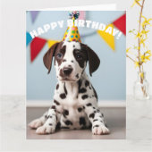 Dalmatische verjaardagsfeestje kaart (Gele Bloem)