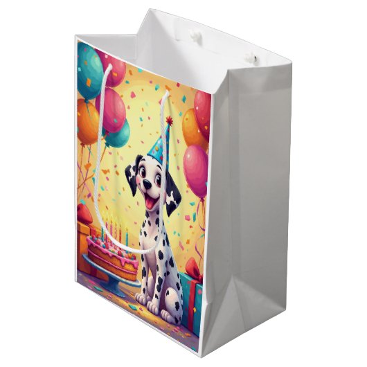 Dalmatische verjaardagsviering medium cadeauzakje (Voorkant Gekanteld)