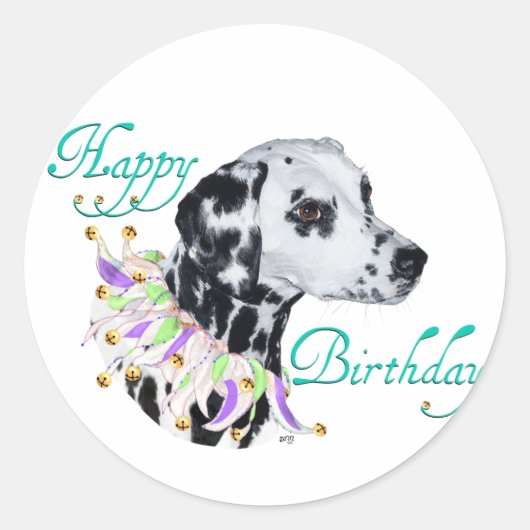 Dalmatische Verjaardagswens Ronde Sticker (Voorkant)