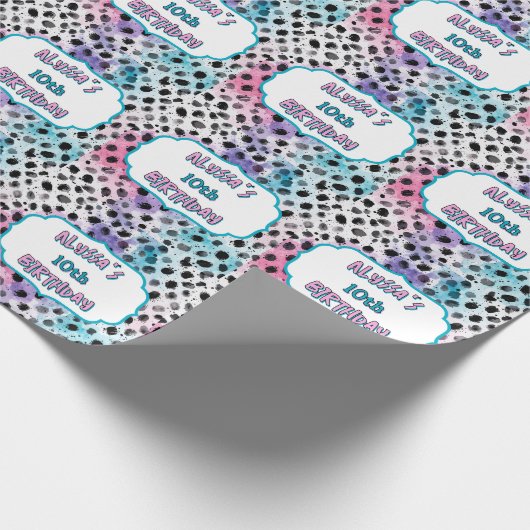 Dalmatische vlekjes Pastel Waterverf Verjaardag Cadeaupapier (Hoek)