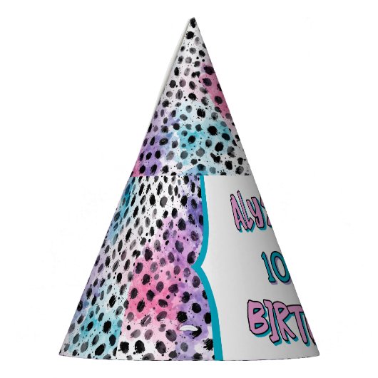 Dalmatische vlekjes Pastel Waterverf Verjaardag Feesthoedjes (Links)