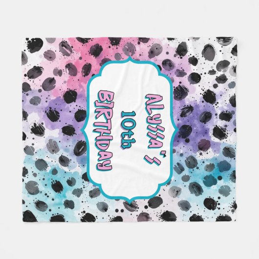 Dalmatische vlekjes Pastel Waterverf Verjaardag Fleece Deken (Voorkant (Horizontaal))