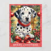 Dalmatische vrolijke kerst Schattigee puppy hond Briefkaart (Voorkant)