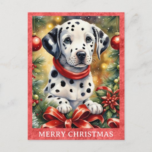 Dalmatische vrolijke kerst Schattigee puppy hond Briefkaart (Voorkant)