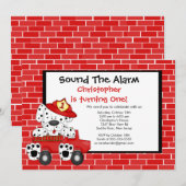 Dalmatische vuurwapenwagen Birthday Party Kaart (Voorkant / Achterkant)