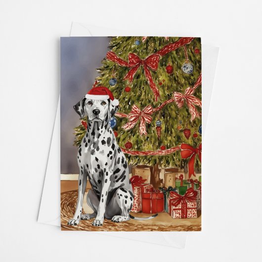Dalmatische Waterverf onder kerstboom Kaart