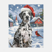 Dalmatische Winter Wonderland Kerstvreugde Fleece Deken (Voorkant)