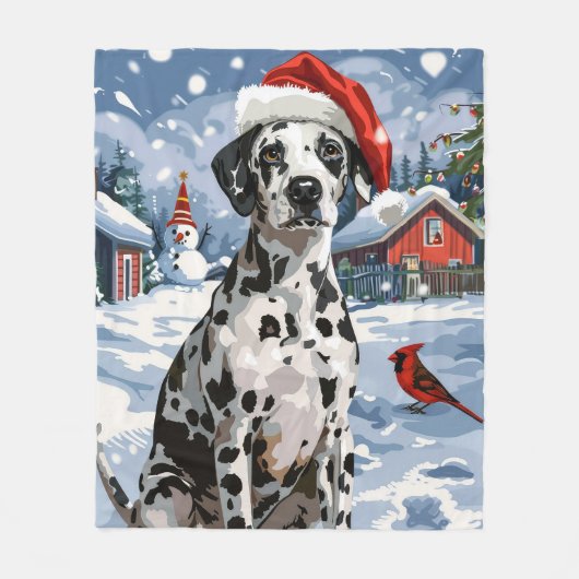 Dalmatische Winter Wonderland Kerstvreugde Fleece Deken (Voorkant)