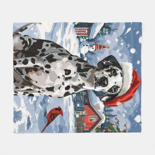 Dalmatische Winter Wonderland Kerstvreugde Fleece Deken (Voorkant (Horizontaal))