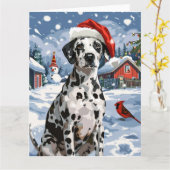 Dalmatische Winter Wonderland Kerstvreugde Kaart (Gele Bloem)