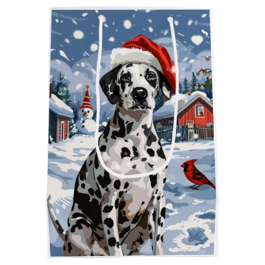 Dalmatische Winter Wonderland Kerstvreugde Medium Cadeauzakje (Achterkant)