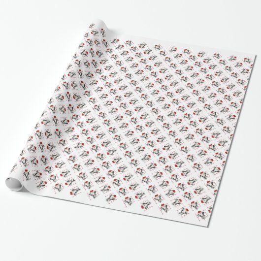 Dalmatische (zwart) Santa Paws Cadeaupapier (Uitgerold)
