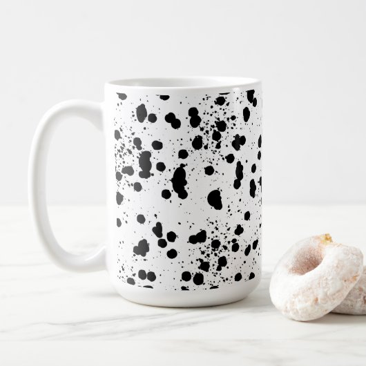 Dalmatische zwart-wit print patroon koffiemok (Met donut)