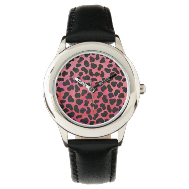 Dalmatische zwarte en rode afdrukken horloge (Voorkant)