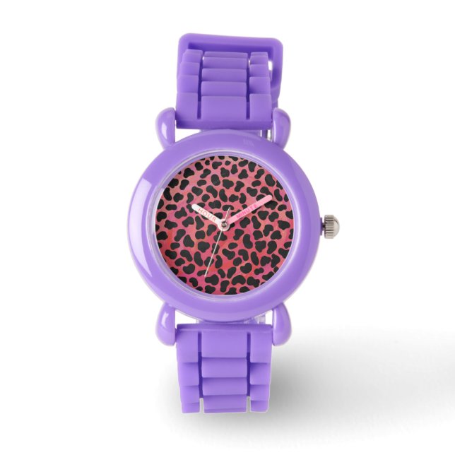 Dalmatische zwarte en rode afdrukken horloge (Voorkant)
