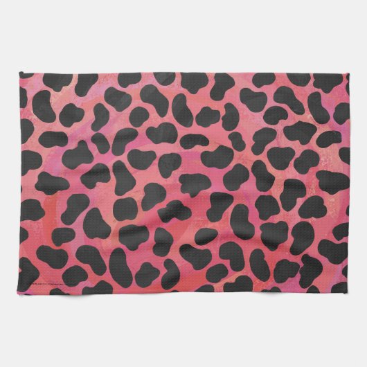 Dalmatische zwarte en rode afdrukken theedoek (Horizontaal)