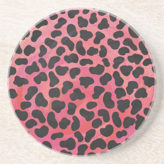 Dalmatische zwarte en rode afdrukken zandsteen onderzetter (Voorkant)
