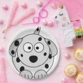 dalmatische zwarte ronde cartoon papieren bordje (Feest)