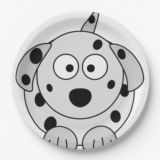 dalmatische zwarte ronde cartoon papieren bordje (Voorkant)