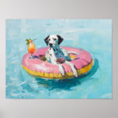 Dalmatische Zwembad Float Art Print: Zomer Hond Mu Poster (Voorkant)