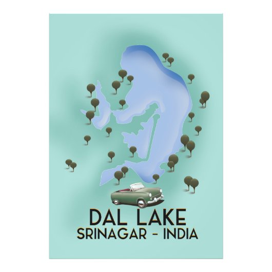 Dalmeer,Srinagar,India reisposter Kaart Foto Afdruk (Voorkant)