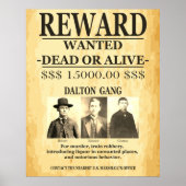 Dalton Gang Reward Aangeboden Gezocht Poster (Voorkant)