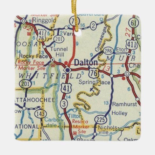 Dalton Georgia Vintage Map keramisch Ornament (Voorkant)