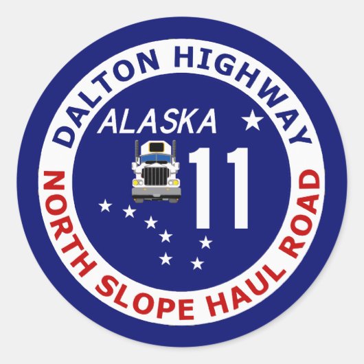 Dalton Highway, North Slope Haul Road Ronde Sticker (Voorkant)