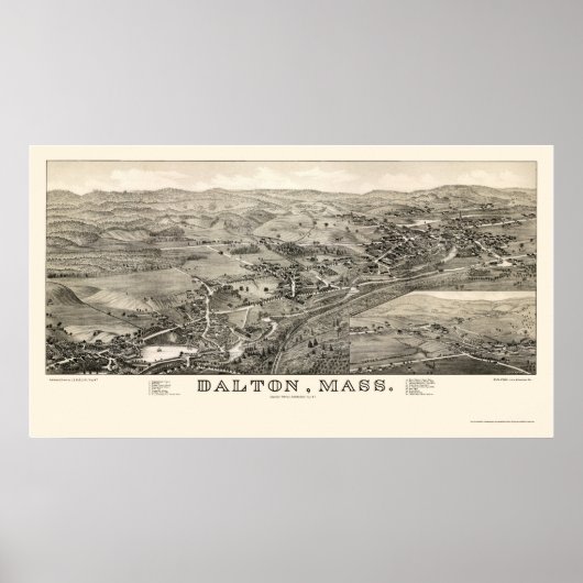 Dalton, MA Panoramic Map - 1884 Poster (Voorkant)