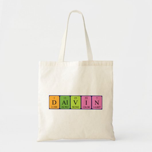 Dalvin periodieke handelsnaam canvas tas (Voorkant)