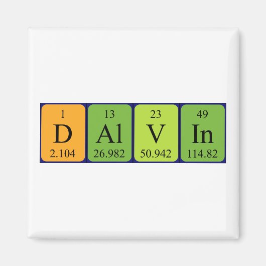 Dalvin periodieke table name magnet (Voorkant)