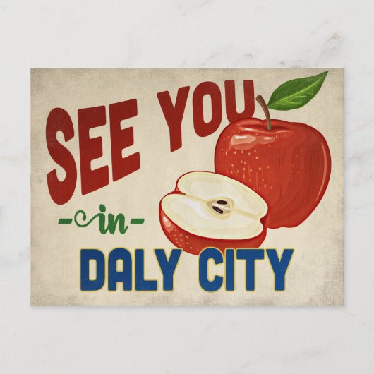 Daly City California Apple - Vintage Travel Briefkaart (Voorkant)