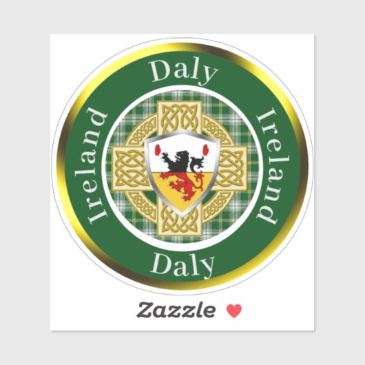 Daly Shield & Celtic Cross gepersonaliseerd Sticker (Vel)